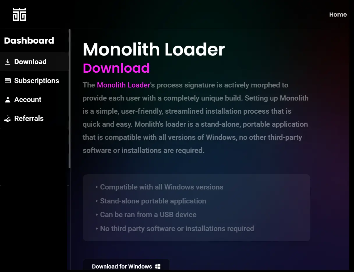 The Monolith User Dashboard