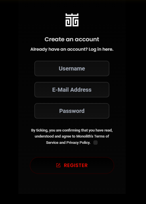 Create Account Screenshot